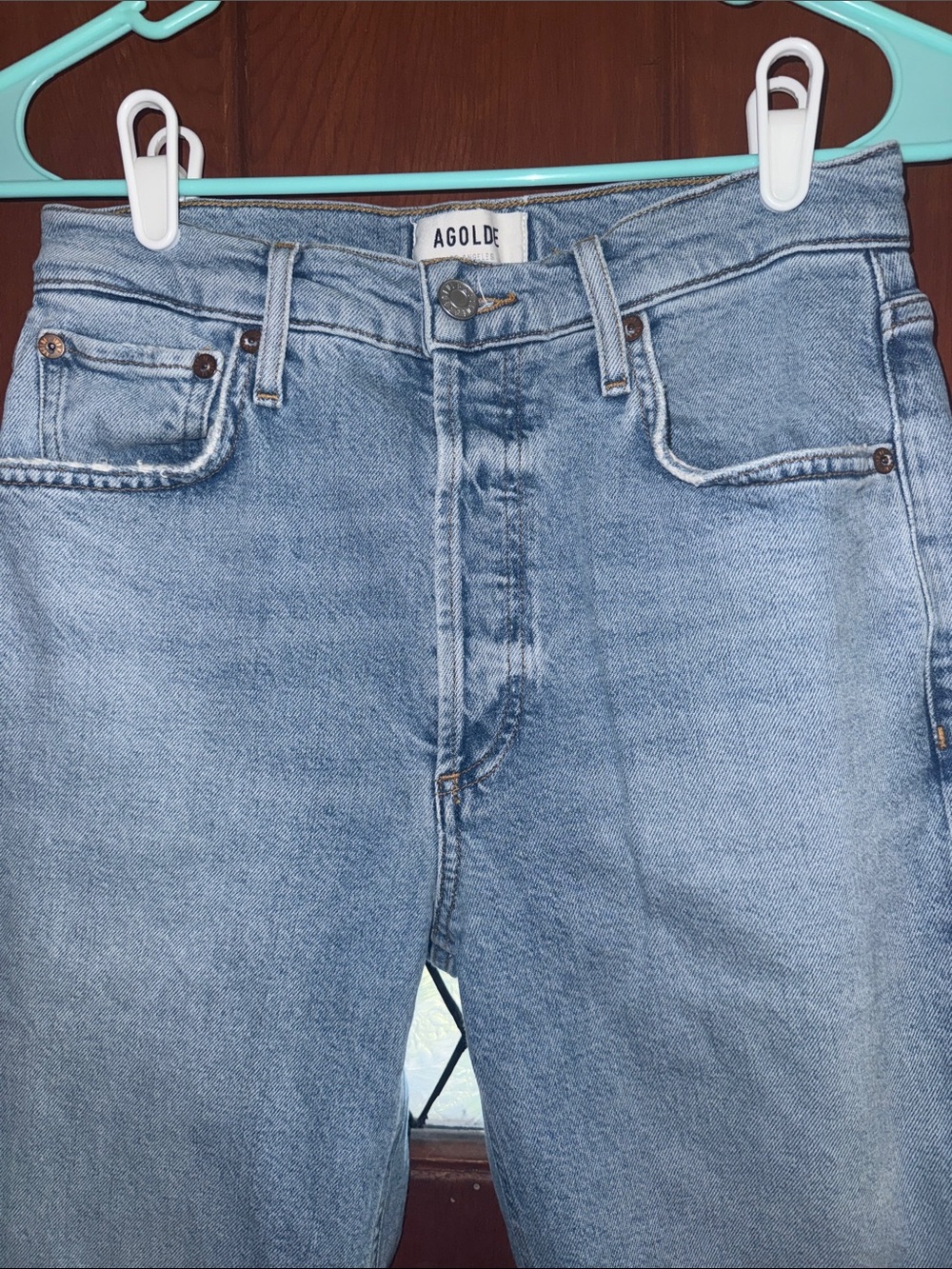 Agolde Light Wash Riley Crop Straight Jeans 26 - Picture 3 of 6